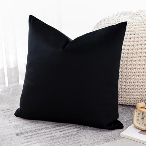 Artscope Luxury Velvet Cushion Covers Super Soft Decorative Square Throw Pillow Covers Case Cushion Covers for Sofa Couch Bedroom Car Decor 40x40cm Black - Image 4