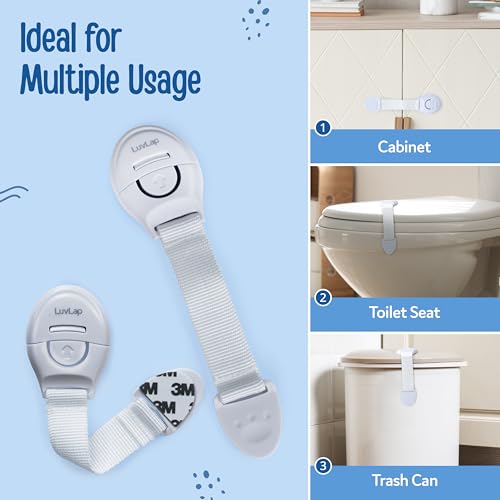 Image of LuvLap Baby Safety Furniture Locks, Pack of 30, Adjustable and Flexible with 3M Adhesive, Safety Locks for Kids, Child Safety Locks for Drawers, Cabinets, Fridge, Cupboard (White)