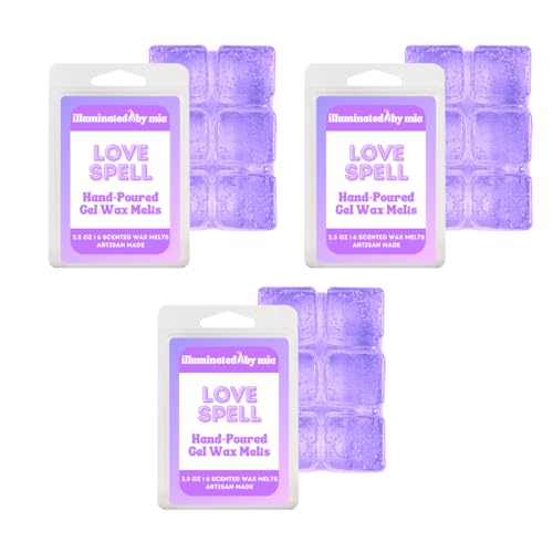 illuminatedbymia Gel Wax Melts - Jelly Cubes for Wax Warmer Reusable Mess Free 96 Hr Burn Time Paraben Phthalate Free Melts Premium Grade Jelly Wax Melts (Love Spell Trio)