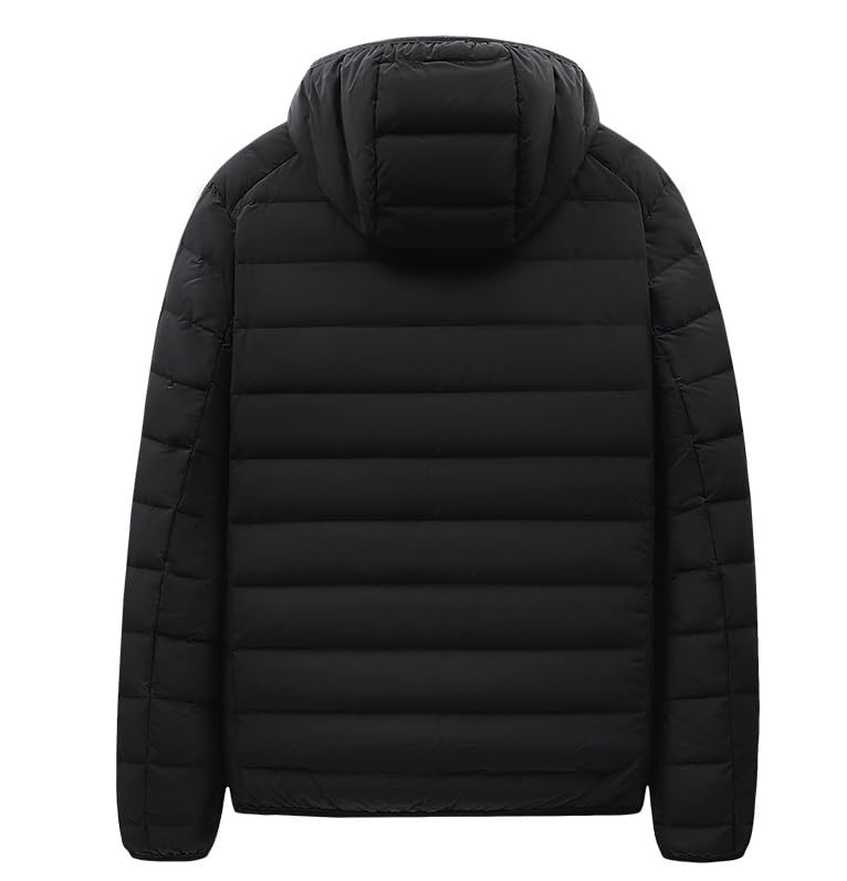 Men's Lightweight Down Jacket Short Style White Duck Down Hooded Fashion Outerwear for Autumn Winter - Image 3