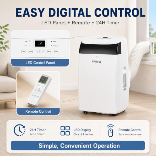 Image of 14000 BTU Portable Air Conditioners, 4-in-1 AC Unit with Cooling, Fan, Dehumidifier and Sleep Modes, for Rooms Up to 750 Sq.Ft, Remote Control, 24H Timer, Window Kit for Bedroom Apartment Dorm