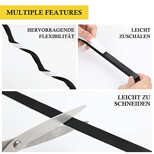 fowong Dichtband Selbstklebend für Türen Fenster, 12mm(B) x10mm(D) Fensterdichtung Selbstklebend, Wasserdichtes Dichtungsband Selbstklebend Schaumstoffband, Türdichtung für Isolierung 2 Rollen, Je 2m