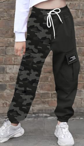 Image of SANGTREE Women's Cargo Pants Elastic Waist Drawstring Tapered Jogger Pants with Pockets for Women,Black Camo,XXL