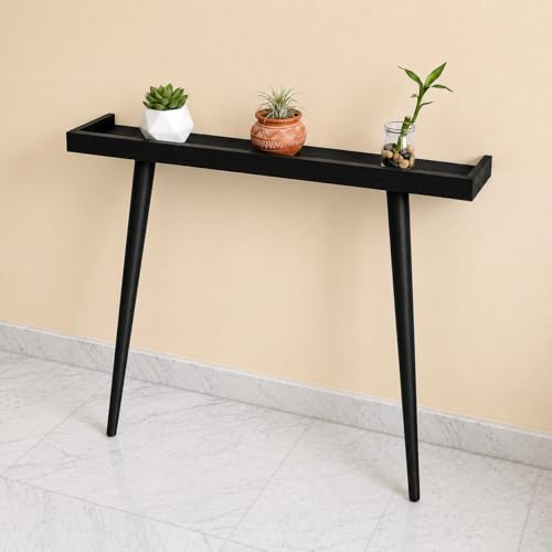 Image of 80cm Long Wooden Console Table for Living Room | Side Entrance Table for Home (80x20x80cm) Black