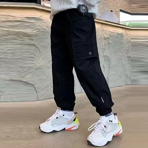 Boys Cargo Joggers Pants Kids' Stretch Elastic Waist Casual Jogging Trousers Bottom for Kids 13-14 Years4