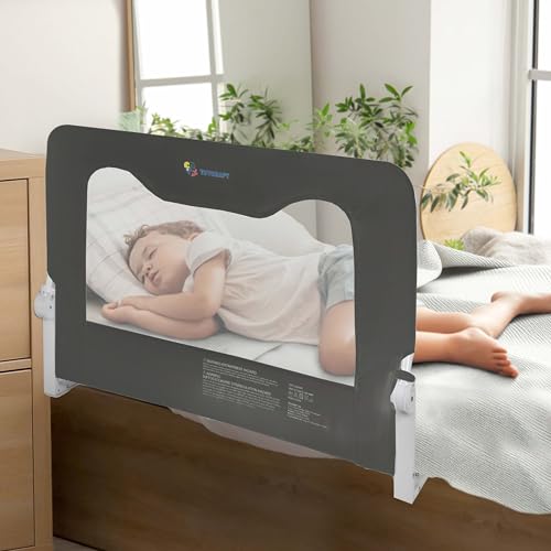 Image of Bed Safety Rails for Toddlers - Bed Rail Guard for Queen, King, Full Szie, Twin Mattress Bed (Grey, 35.5W*23.5H Inch (Regular Extra Tall))