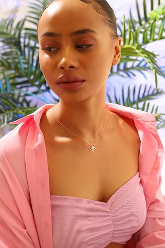 Evil Eye Necklace, 14K Solid Gold Eye Necklace, Dainty initial Evil Eye Pendant, Minimalist 14K Gold Evil Eye Pendant, Birthday Gift4