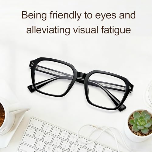 Image of Dollger Blue Light Glasses Men Vintage Thick-Framed Rectangle Non-Prescription, For Computer,Gaming, Phone Use