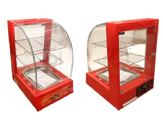 Image of Shoppers Hub PNQ 2 Shelf based Single Food Warmer Showcase Heat Display Insulation Moisture Cabinet for Snacks and Other Food Items for Duty Use in Cafes,Bakeries,(Showcase Size .38x46x60cm,Color.Red)