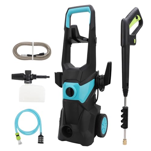 Hidrolimpiadora eléctrica de 275 Bares, 546 l/h Potente hidrolimpiadora con 4 boquillas, Manguera de 10 m y Boquilla de Espuma para Coches, Vallas, Patios, fachadas, aceras y Limpieza de casa (Azul)