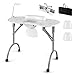 COSTWAY Tavolo per Manicure Pieghevole con Aspiratore, Tavolo per Unghie Portatile con Luce LED Regolabile, Cuscino Poggia Polso Rimovibile, Borsa da Trasporto e 4 Ruote Bloccabili (Bianco)