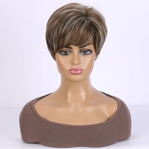 Perruque courte brune dorée idéale pour changer de style en soirée - 2