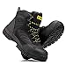 Black Hammer Wide-Fit Steel Toe Cap and Heavy-duty Midsole Boots for Men Suede Leather S3 SRC Safety Work Shoes Slip and Water Resistant Footwear Ideal for Warehouse and Utility Beast (9 UK)