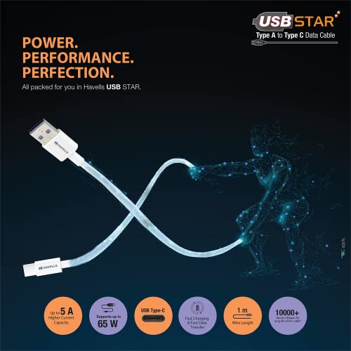 Image of Havells USB Star- Type A to Type C Data Cable 65W, 5A