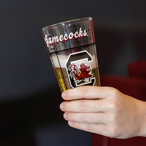 Image of Logo Brands NCAA oz Stained Glass Pint Glass - 3D Embossed Logo & Bold Team Colors - Durable Sports Fan Beer Glass for Home, Bar & Tailgates