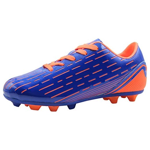 BomKinta Kid's FG Soccer Shoes Arch-Support Athletic Outdoor Soccer Cleats Blue Size 4.5 M US Big Kid