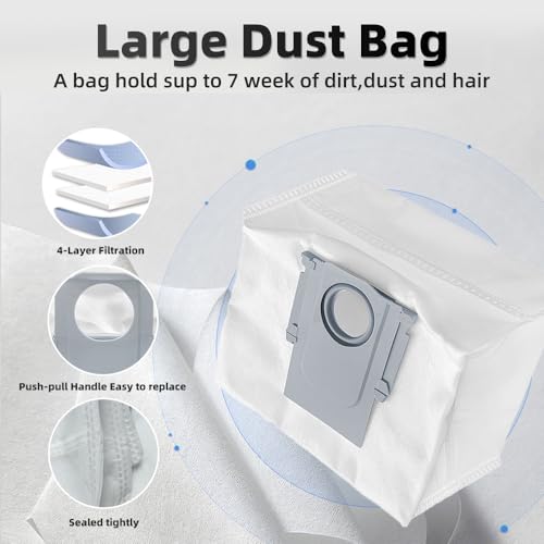 Image of 24Pcs Q10 S5+ Accessories Kit Replacement Compatible with Roborock Q10 S5+ /Q10 S5 /Q10 x5 /Q10 x5+ Robot Vacuum,2 Main Brush,4 Mop Cloth Pads,6 Side Brushes,4 HEPA Filters,6 Dust Bag,1 Cleaning Tool