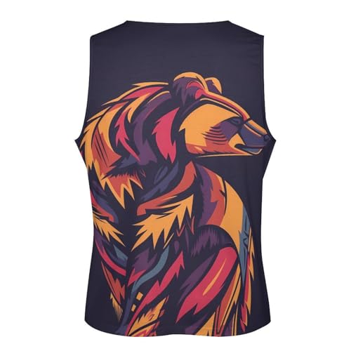 Mens Sleeveless T-Shirts Graphic Tank Tops Workout Novelty Animal Printed Crew Neck T Shirt Plus Size 5