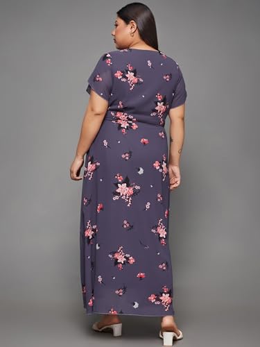 Image of Miss Chase A+ Women's V-Neck Three-Quarter Sleeve Floral Wrap Chiffon Midi Dress