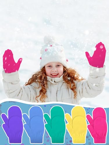 Image of Boao 5 Pairs Toddler Mittens Magic Stretch Black Kids Winter Knitted Gloves Multicolor Newborn Warm Gloves for Boys and Girls