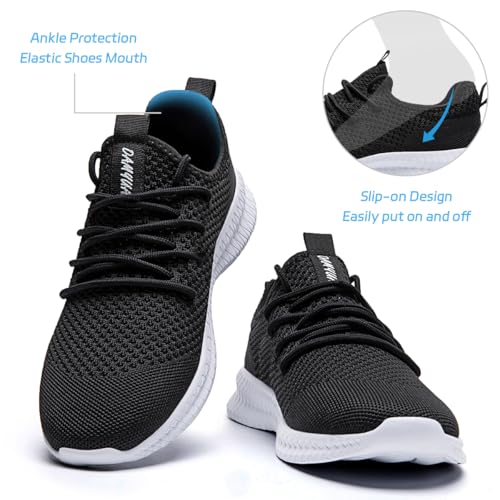 Image of Men Slip On Walking Shoes Tennis Gym Workout Sneakers Breathable Lightweight Non-Slip and Comfortable for All-Day Wear Sports Work and Walking Black White Size US 10