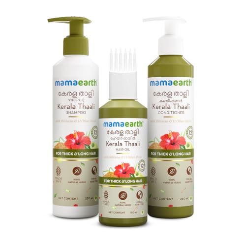 Mamaearth Kerala Thaali Hair Care Kit (Kerala Thaali Hair Oil - 150 ml + Kerala Thaali Shampoo - 250 ml + Kerala Thaali Conditioner - 250 ml) Goodness of 12 Herbs | Kerala’s Generational Expertise