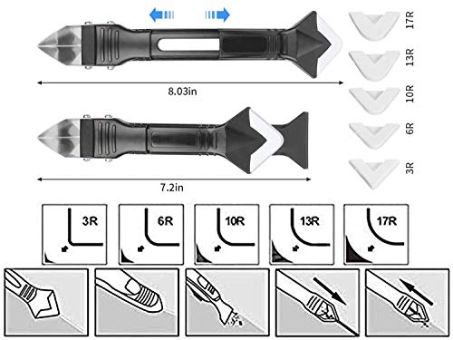 3 in 1 Silicone Caulking Tools, Glass Glue Angle Scraper, Stainless Steelhead Caulk Remover and Sealant Scraper, for Kitchen Bathroom Window and Frames Sealant Seals - Image 5