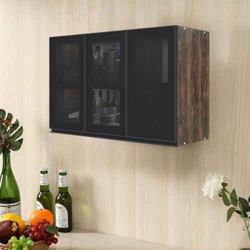 Image of SPECIALITY PANELS Multipurpose Cabinet with Modern Elegance Tinted Glass Wall Cabinet, Space Organizer for Office /Kitchen in (Cochwood Brown, 3 Glass Shutter)