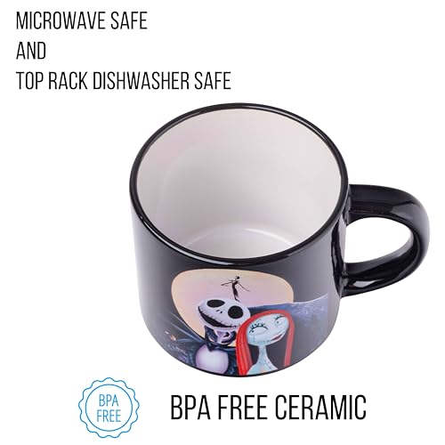 Silver Buffalo Nightmare Before Christmas Jack Sally Scene 4-Pack Ceramic Mug Stack, 10-Ounces