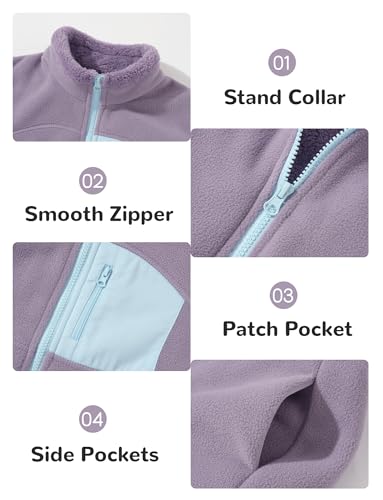 Happy Cherry Boys Girls Soft Flannel Fleece Jacket Stand Collar Zipper Coat Winter Warm Lightweight Outerwear 3-15 Years4