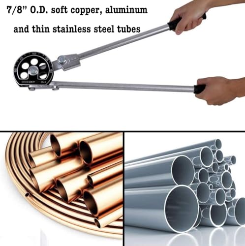 7/8" OD Tube Bender, Lever Type Manual Pipe Bender, Heavy Duty HVAC Soft Copper Tubing Bender, for Aluminum Thin Stainless Steel, 0-180° Bending Angle - Image 2