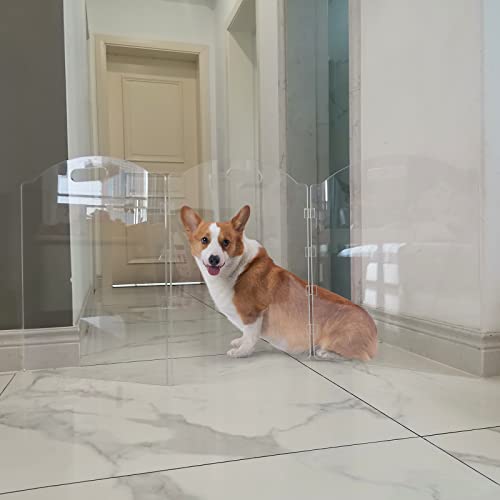 Dog-Gate-for-The-House-Clear-Acrylic-Pet-Gate-for-Dogs-Freestanding-Dog-Gates-for-Doorways-Folding-Free-Standing-Puppy-Doggy-Cat-Fence-for-Inside-Dog-Barriers-for-Home-3-Panel Dog Gate for The House Clear Acrylic Pet Gate for Dogs Freestanding Dog Gates for Doorways Folding Free Standing Puppy Doggy Cat Fence for Inside Dog Barriers for Home 3 Panel