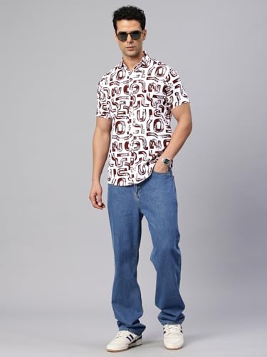 Image of Majestic Man Slim Fit Floral Printed Pure Cotton Casual Half Sleeve Shirt