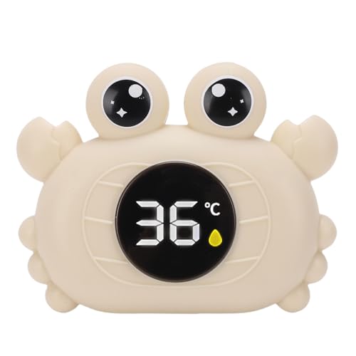 Fdit Termómetro de Baño para bebé a Prueba de Agua IP67, Lindo Termómetro Digital Flotante con Alertas de Color Medidor de Temperatura del Baño Infantil con Encendido y Apagado (Beige)