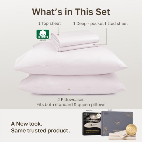 Image of California Design Den 100% Egyptian Cotton Full Size Bed Sheet Set, 4 Pcs | Certified & Backed by GH Seal, Light, Airy & Crisp Percale for Hot Sleepers, 15 inch Deep Pocket, All-Around Elastic - Soft Rose