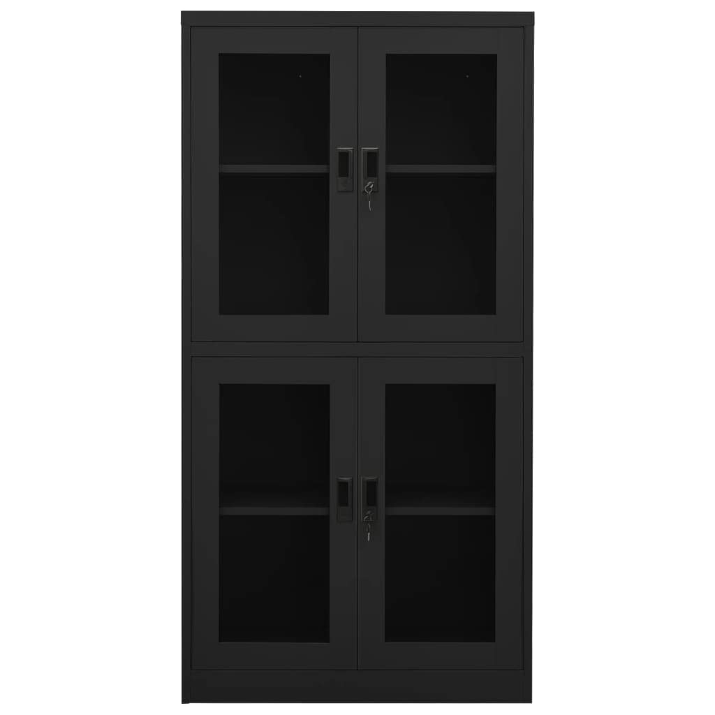 Armadio da ufficio, autoportante, in metallo, per aziende, ufficio, scuola, garage, antracite, 90 x 40 x 180 cm, in acciaio e vetro temperato (facile da montare)