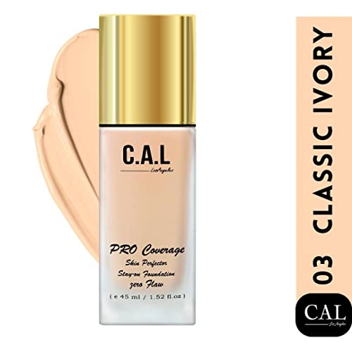 Image of CAL Losangeles Liquid Matte Foundation, Unisex Skin Perfector for All Types of Skins, Stay On Full Coverage Oil Free Flawless Waterproof Make Up Foundation for Men & Women Everyday Use(Classic ivory)
