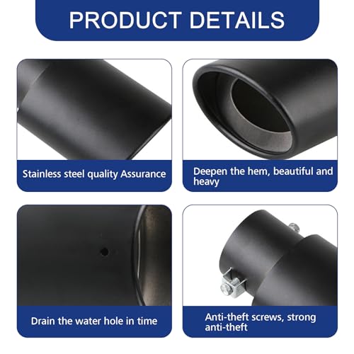 Tesnaao TES90 Pack-1 Car Modified Exhaust Pipe Replacement, Waterproof Durable Metal Vehicle Tailpipe Accessories, Universal Smooth Automotive Accessories For Suv Truck thumb #2