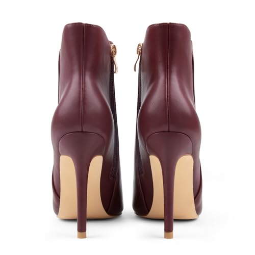 JOY IN LOVE Women's Ankle Boots 4 inch Stiletto High Heels Pointed Toe Zipper Boots3