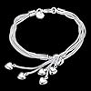 Harlorki Simple 925 Silver Plated Chain 5 Small Love Heart Pendents Charm Wrist Chain Bracelet Bangle Fashion Costume Jewelry for Women Lady Girl