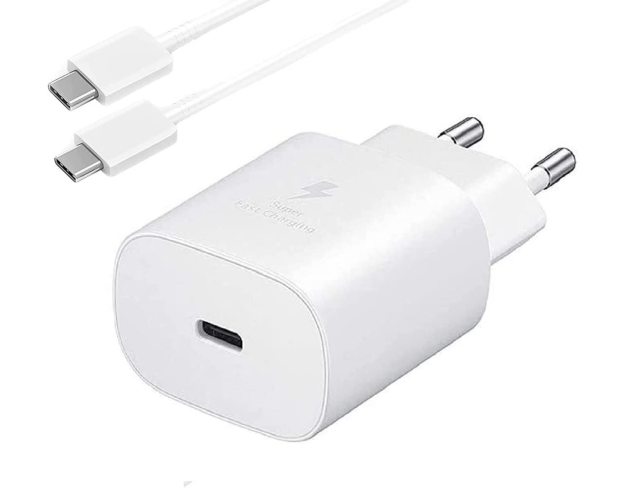 Bhitak 25 Watt Type C Charging Adapter and CToC Cable for Samsung Galaxy S21/S21+/S21 Ultra/S20/S20+/S20 Ultra/Note 20/Note 20 Ultra/Note 10/Note10+/A70/A71