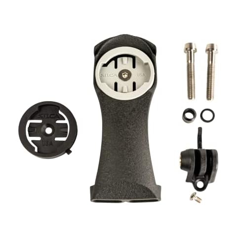 SILCA Chisela Out Front 3D Printed Titanium Computer Mount with Integrated Light or GoPro Mount | Designed for use with Garmin and Wahoo Bike Computer | Titanium Bolts and T-Tray for Light or GoPro Cover