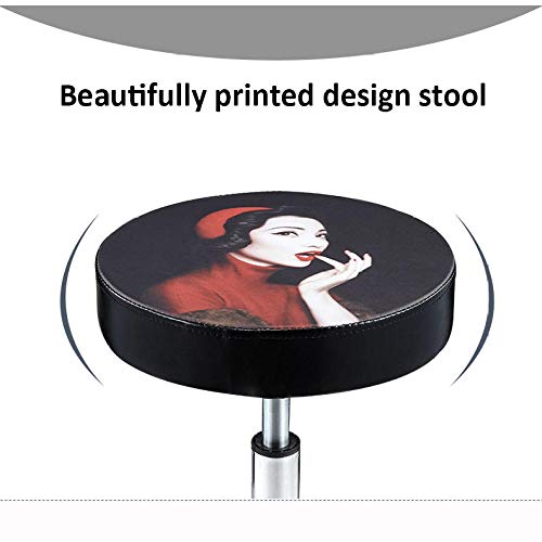 Tabouret à vérin à gaz en cuir synthétique robuste lèvre rouge