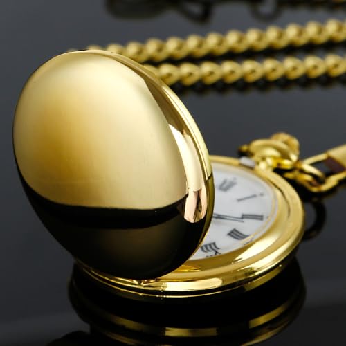 Image of Tiong Smooth Pocket Watch,Personalized Pocket Watch,Customized Watches for Men,Engraved Pocket Watches for Father's Day with Chain