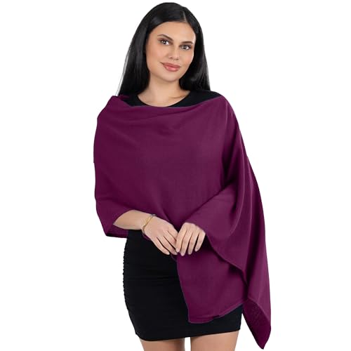 Image of Velanio Cashmere Poncho for Women - 100% Mongolian Wrap & Dress Topper