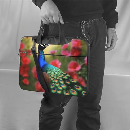 Bolsa bandolera para laptop con flores pavo real miniatura 6