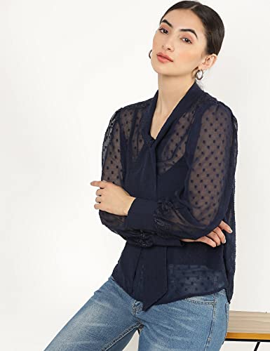 Image of Marks & Spencer Womens Self Design Polyester V-Neck Regular Fit Top