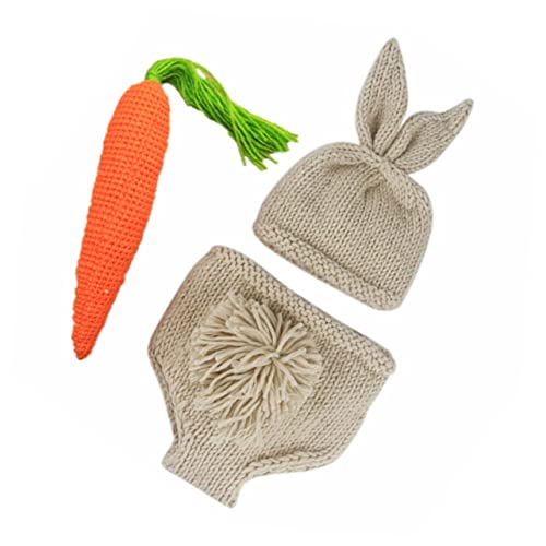 FUNOMOCYA 1 Set rabbit photography clothing baby hat diaper carrot prop baby easter bunny costume baby easter photo outfits baby bunny photo prop children's clothing newborn toddler yarn