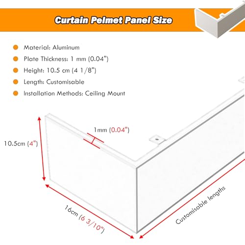 Cantonnière de Rideau Plafond 4 Pouces, Corniche Cache-Rail 3,6m - 4