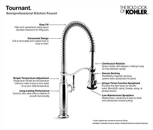 Kohler 77515-VS Tournant Semi-Professional Pull-Down Kitchen Sink Faucet thumb #3